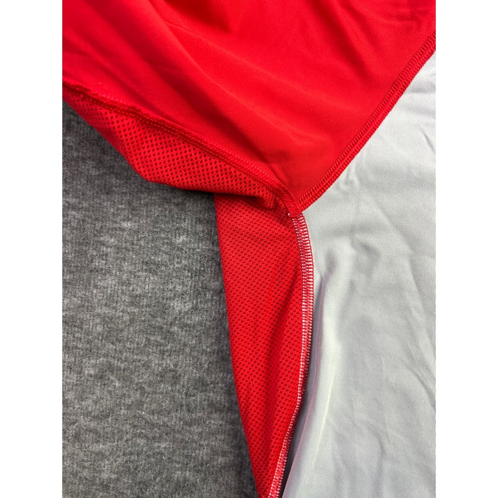Nike Pro Mens XL Dri-FIT Baseball Shirt Red Grey Raglan 3/4 Sleeve 880659-658 - Picture 4 of 12